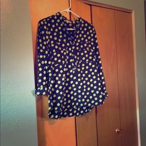 Gap polka dot blouse. Navy and lime green
